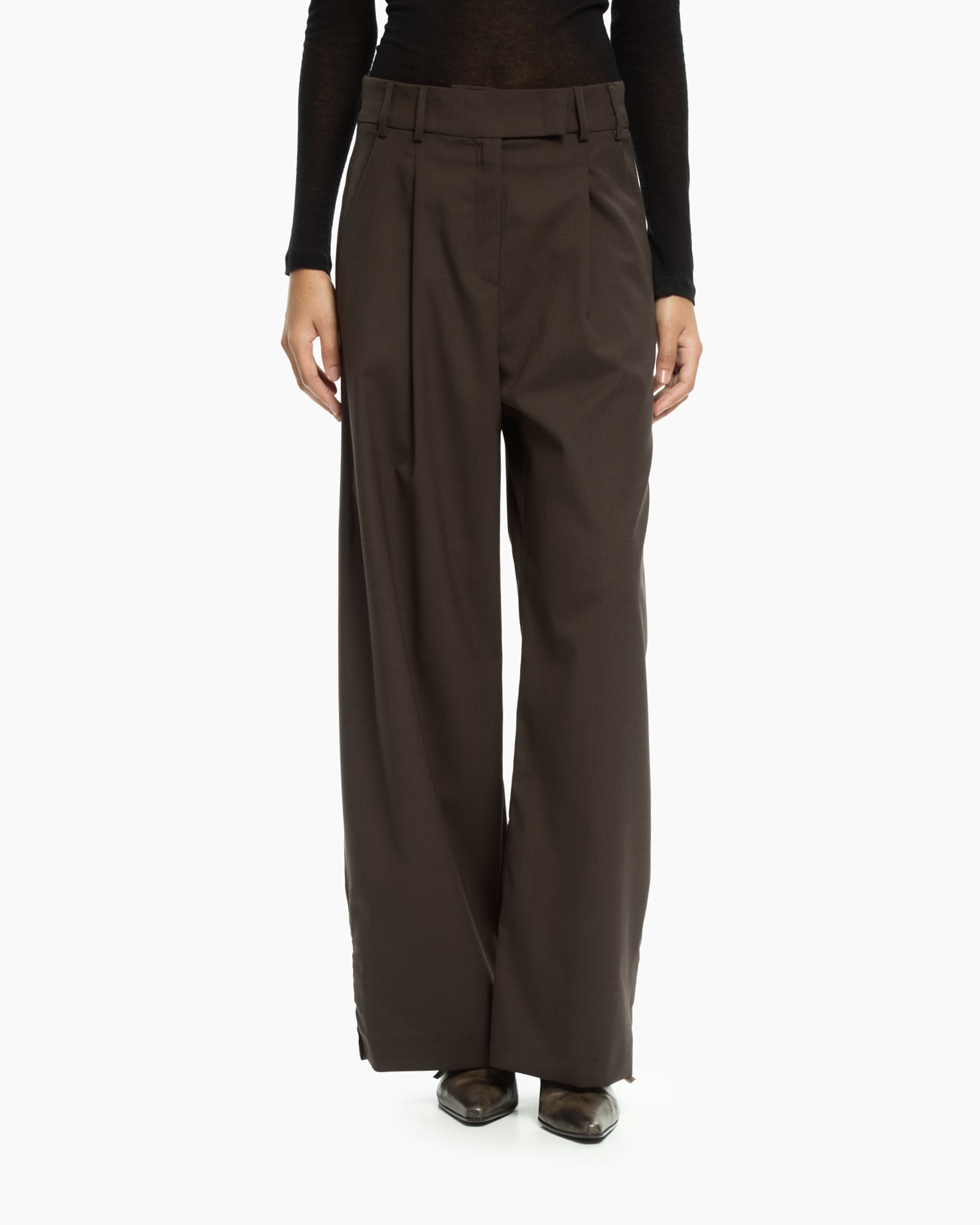 _MALLONI Pantalone wide-leg MARRONE