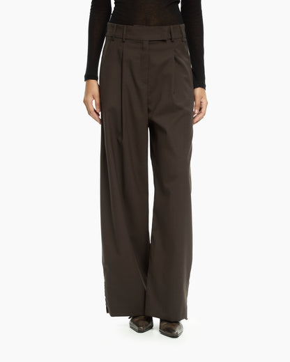 _MALLONI Pantalone wide-leg MARRONE
