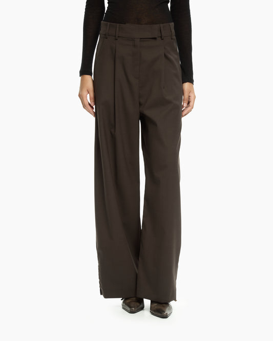 _MALLONI Pantalone wide-leg MARRONE