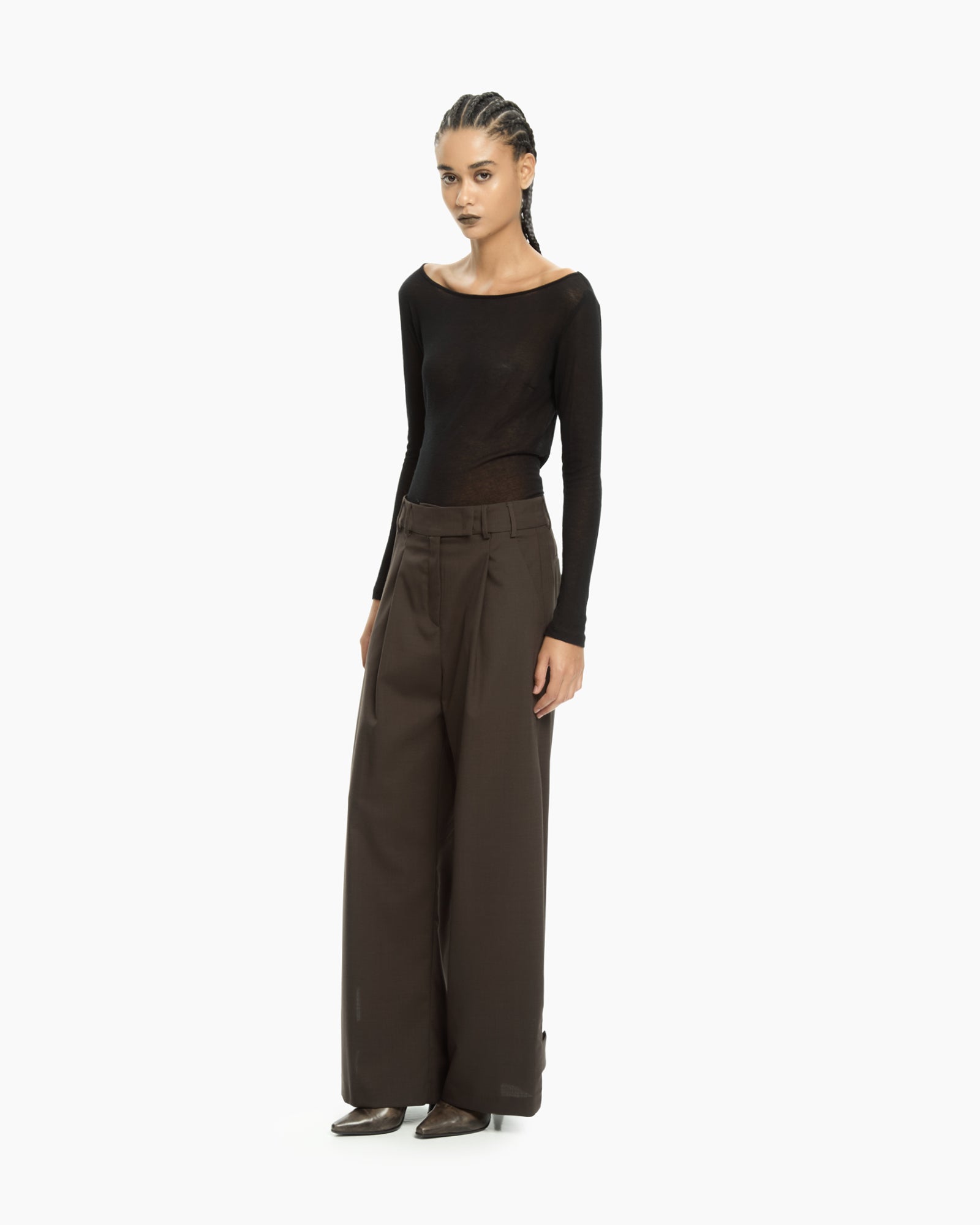 _MALLONI Pantalone wide-leg MARRONE