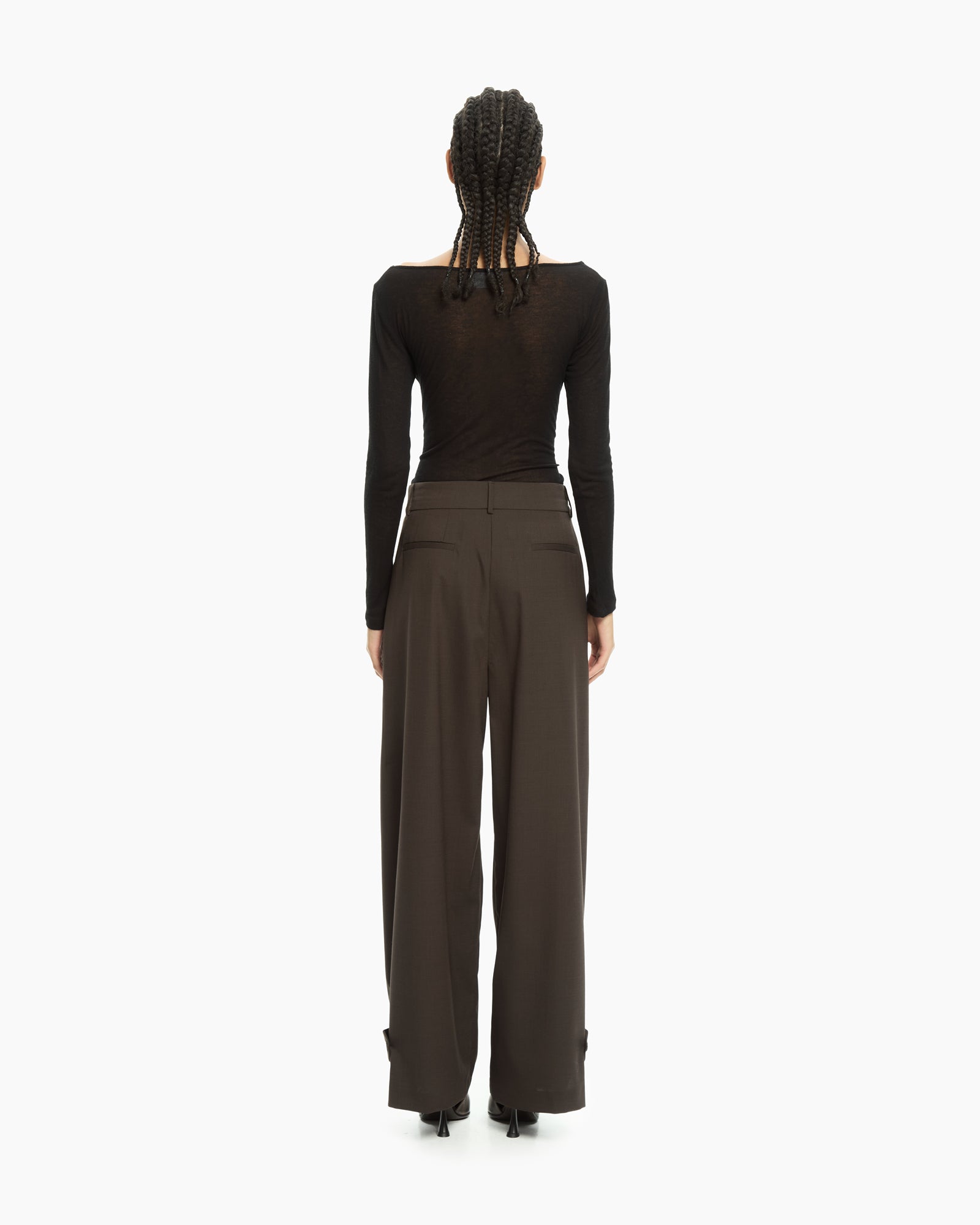 _MALLONI Pantalone wide-leg MARRONE