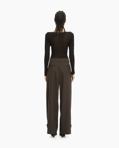 _MALLONI Pantalone wide-leg MARRONE