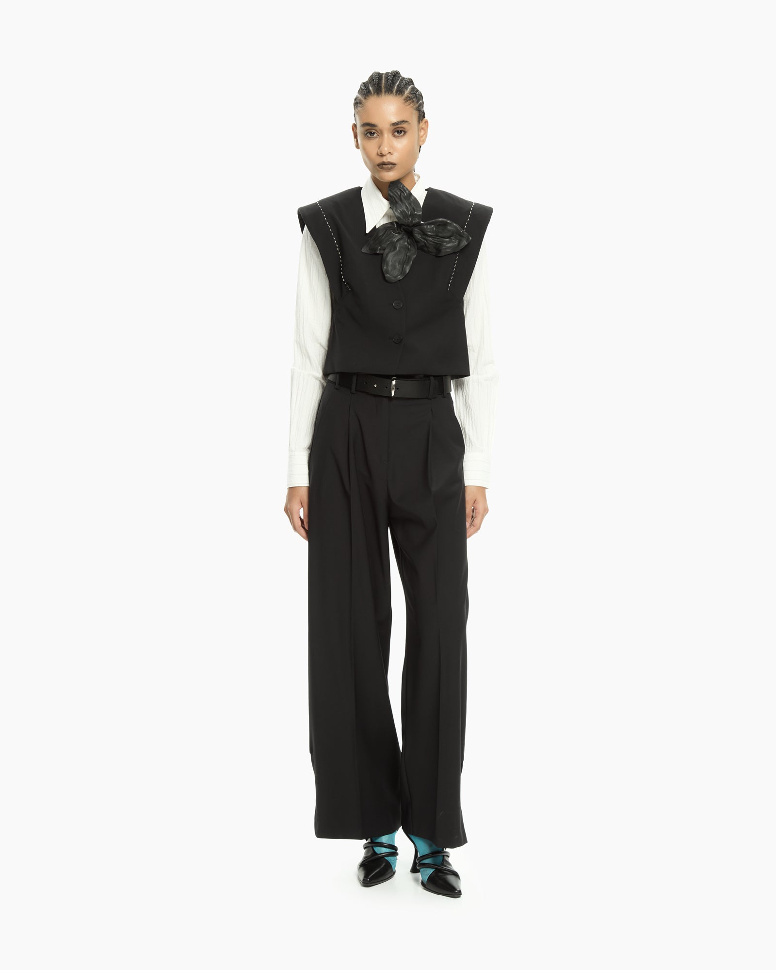 _MALLONI Pantaloni cropped a gamba ampia NERO