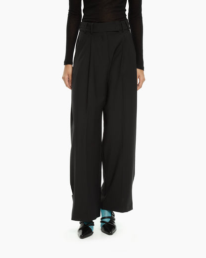 _MALLONI Pantaloni cropped a gamba ampia NERO