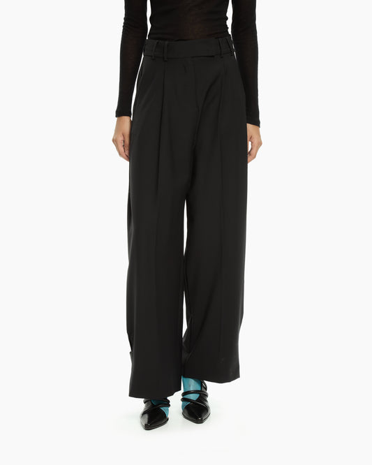 _MALLONI Pantaloni cropped a gamba ampia NERO