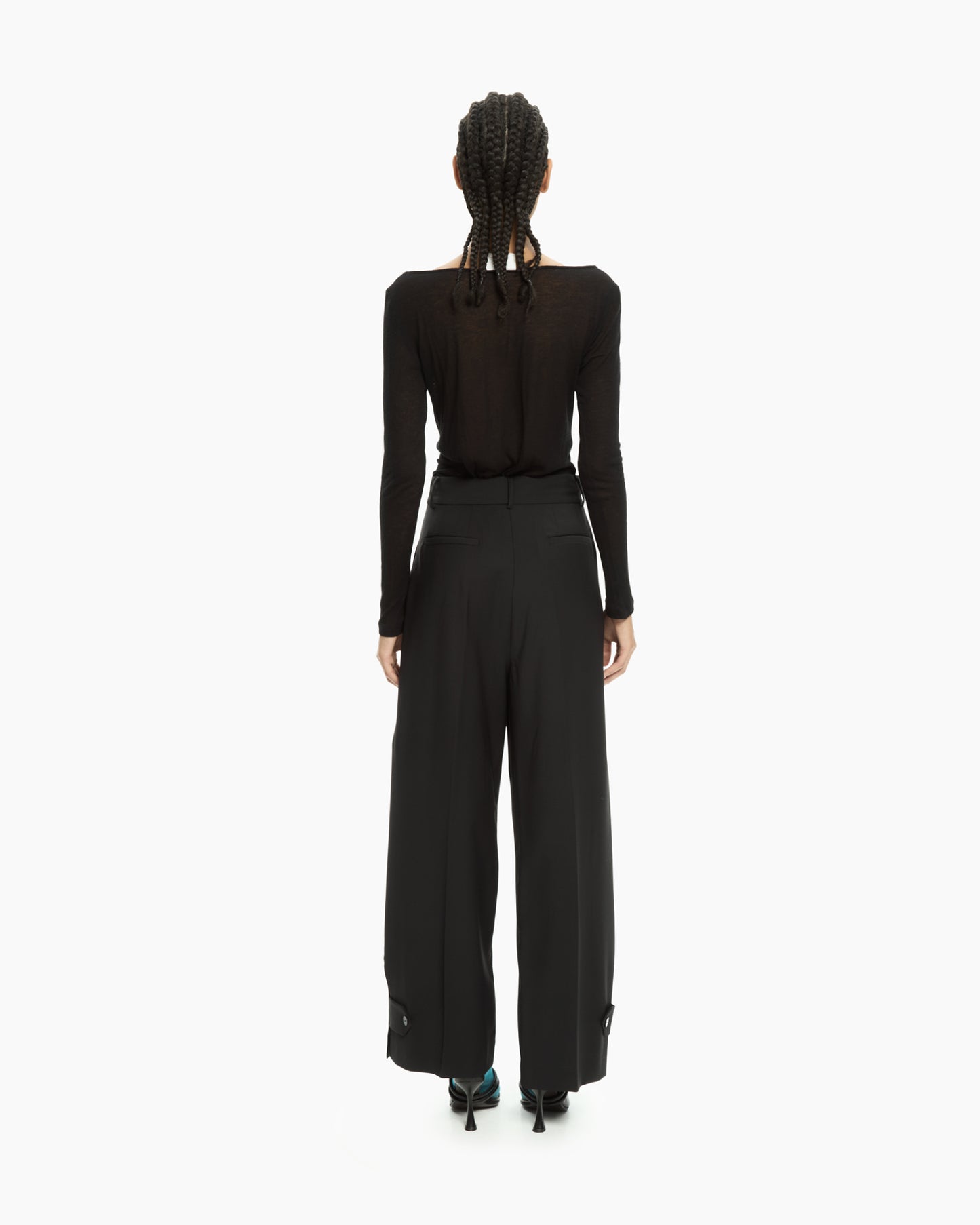 _MALLONI Pantaloni cropped a gamba ampia NERO