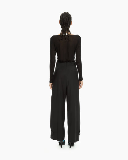 _MALLONI Pantaloni cropped a gamba ampia NERO