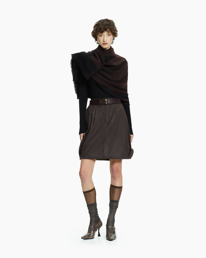 _MALLONI Gonna con vita sartoriale MARRONE