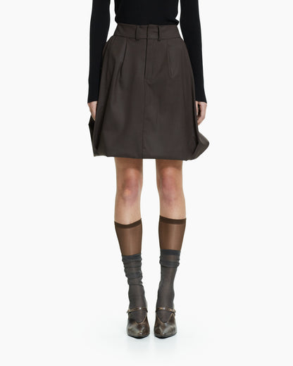 _MALLONI Gonna con vita sartoriale MARRONE