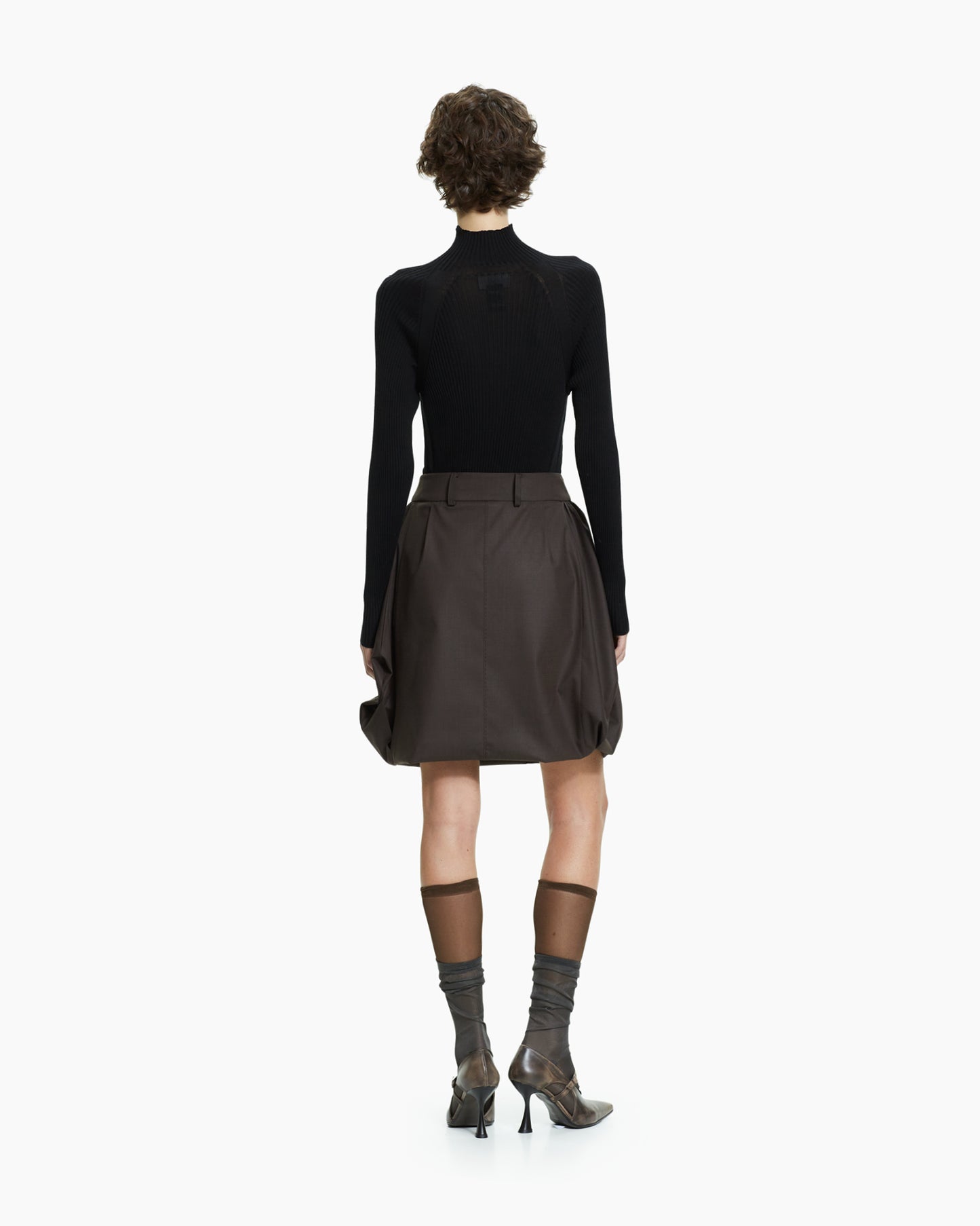 _MALLONI Gonna con vita sartoriale MARRONE