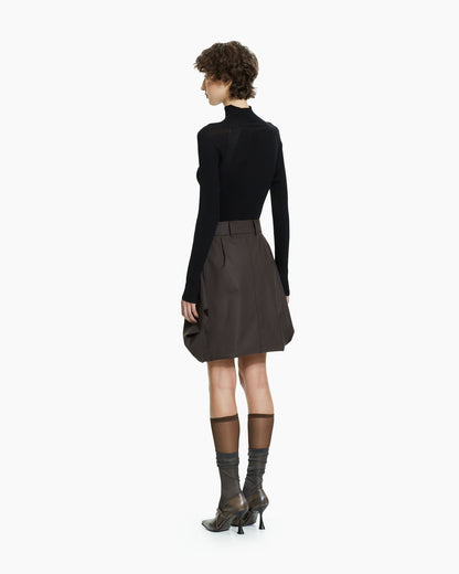 _MALLONI Gonna con vita sartoriale MARRONE