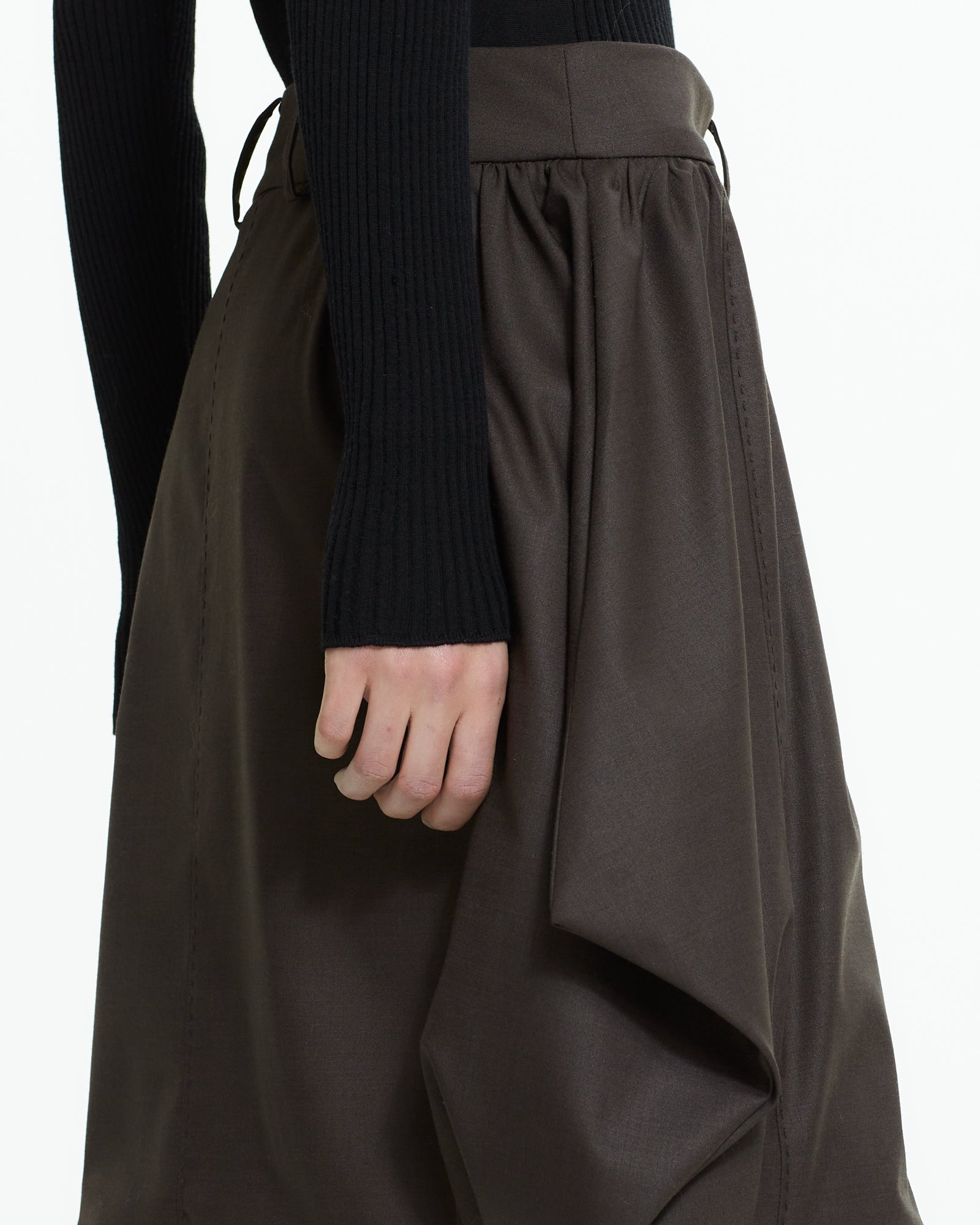 _MALLONI Gonna con vita sartoriale MARRONE