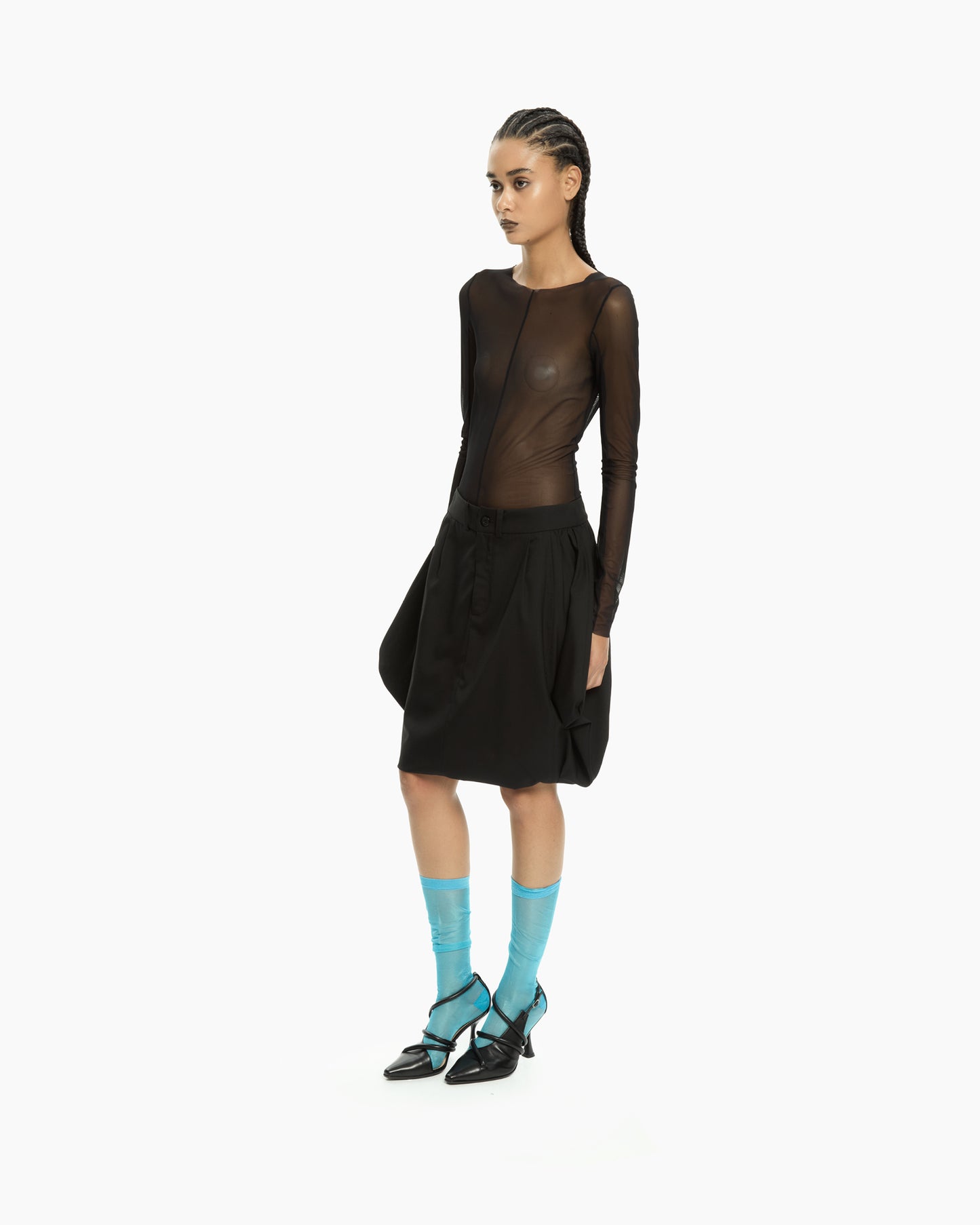 _MALLONI Gonna con vita sartoriale NERO