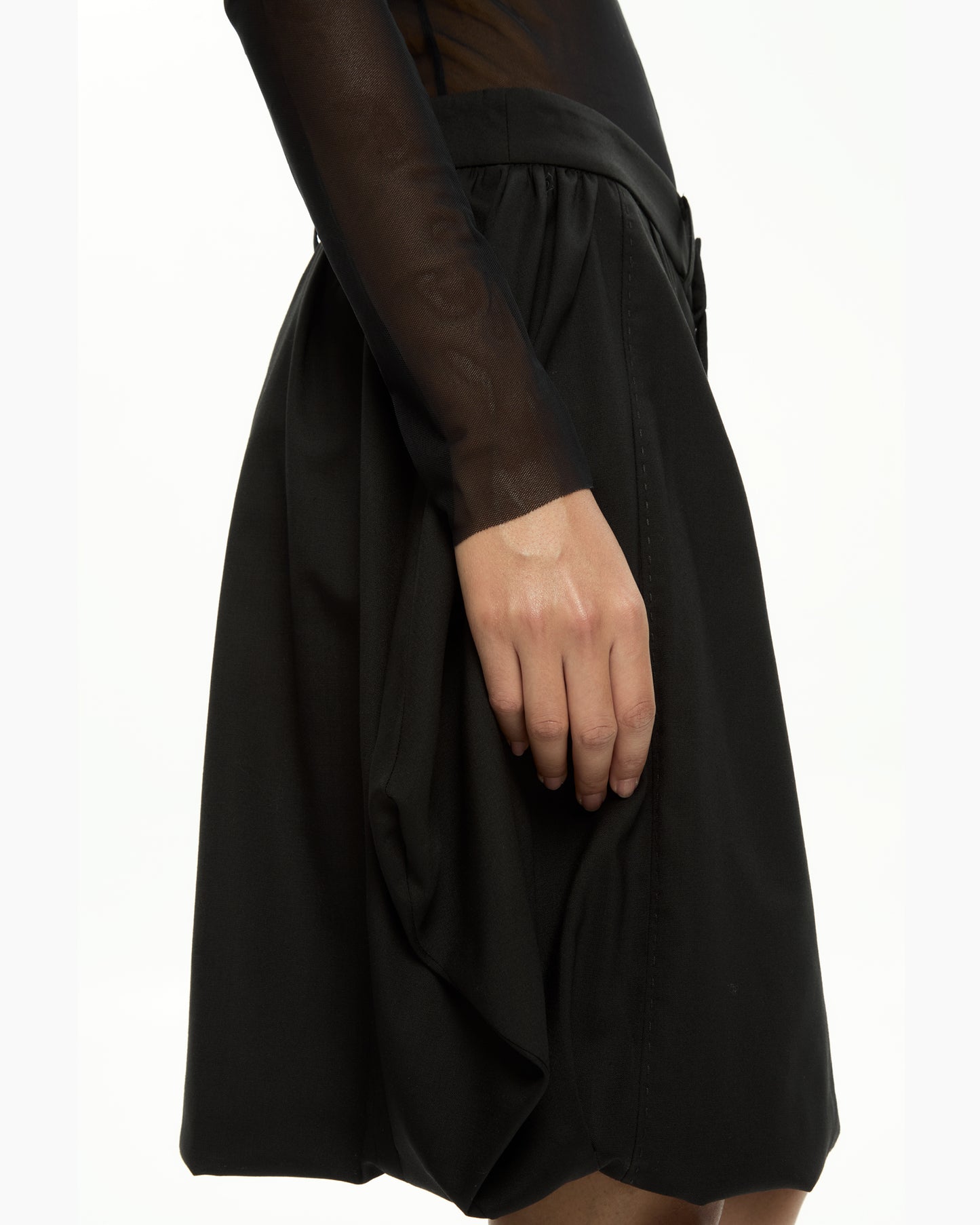 _MALLONI Gonna con vita sartoriale NERO