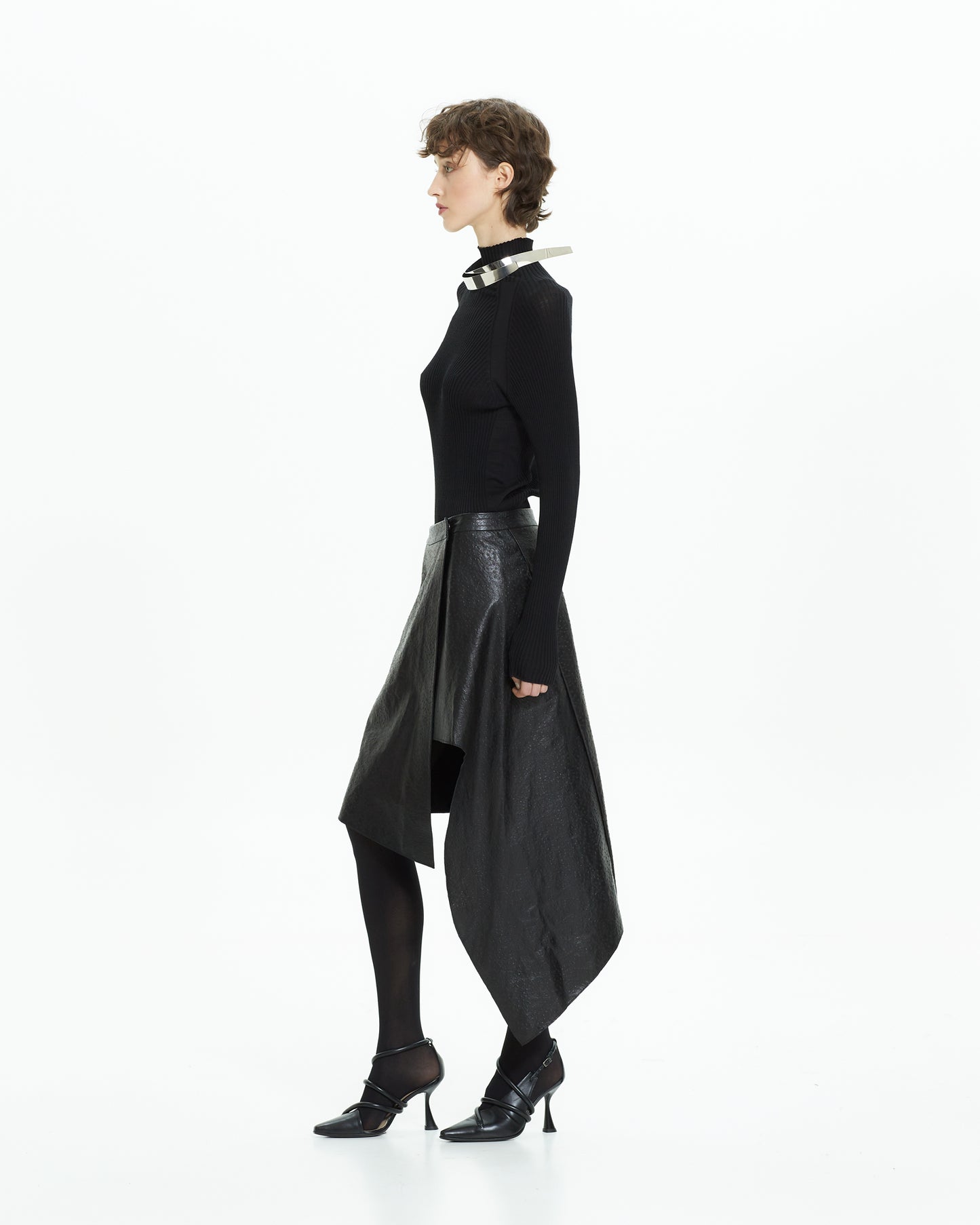 _MALLONI Gonna asimmetrica NERO