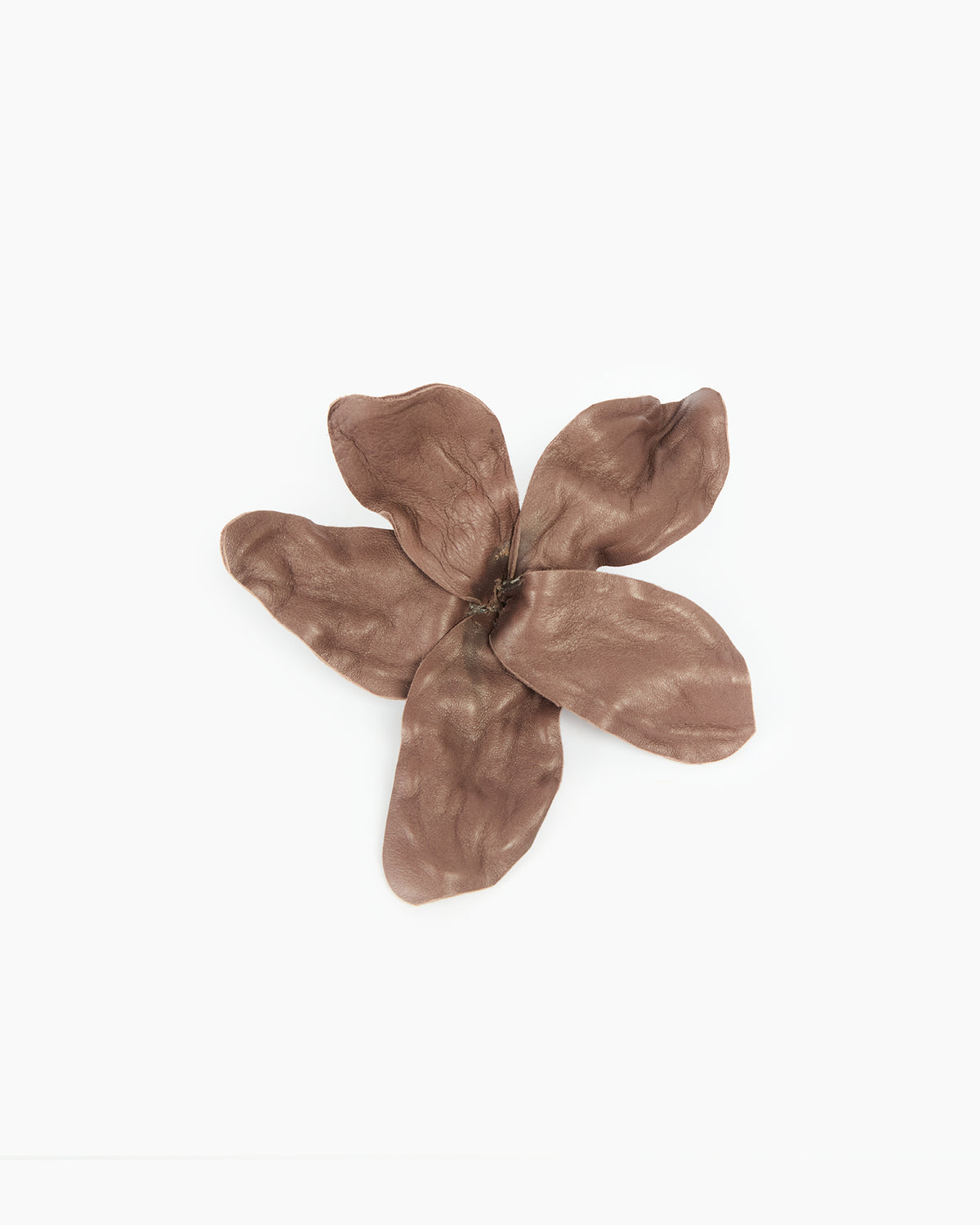 _MALLONI Spilla fiore in pelle MARRONE