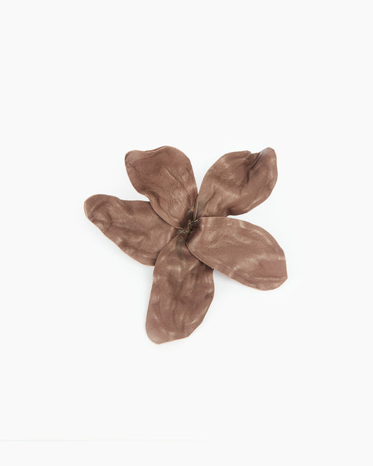 _MALLONI Spilla fiore in pelle MARRONE