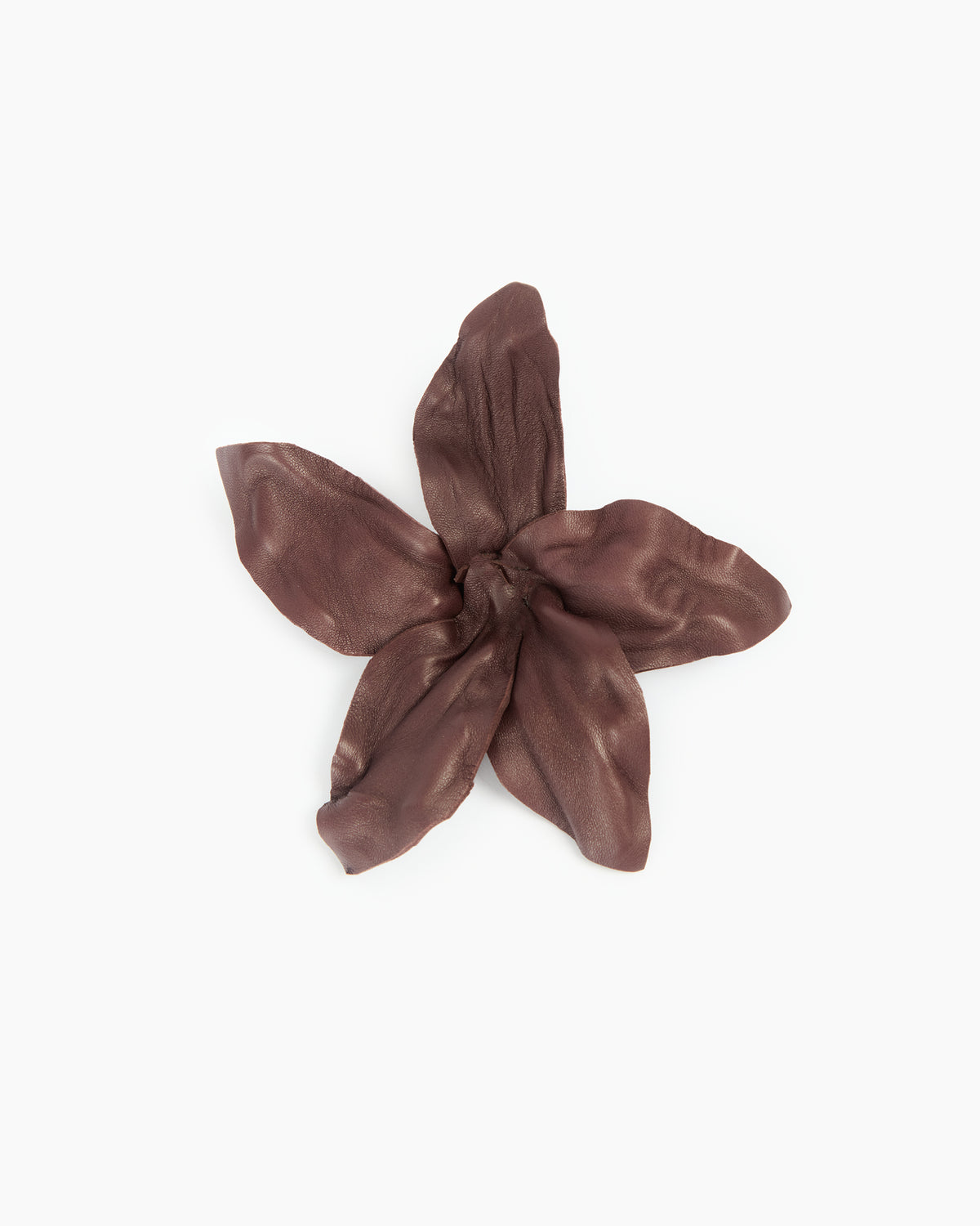 _MALLONI Spilla fiore in pelle MARRONE