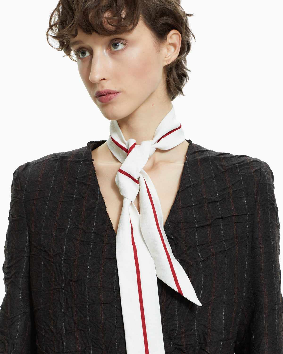 _MALLONI Foulard sottile con profili BIANCO