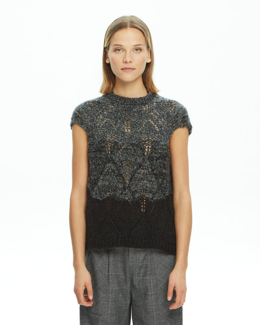 MLO Top in filato mélange NERO