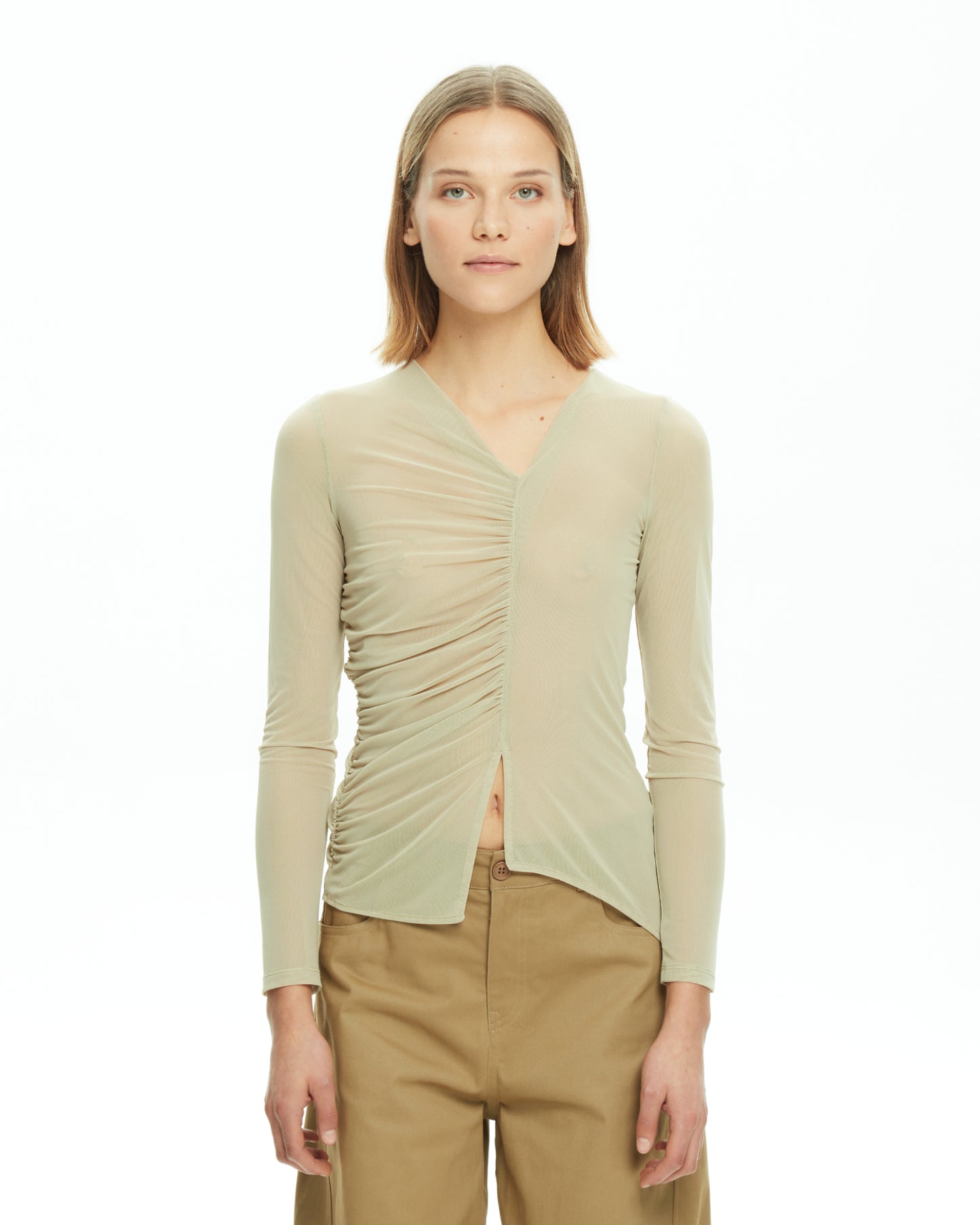 MLO Top drappeggiato a manica lunga CIPRIA