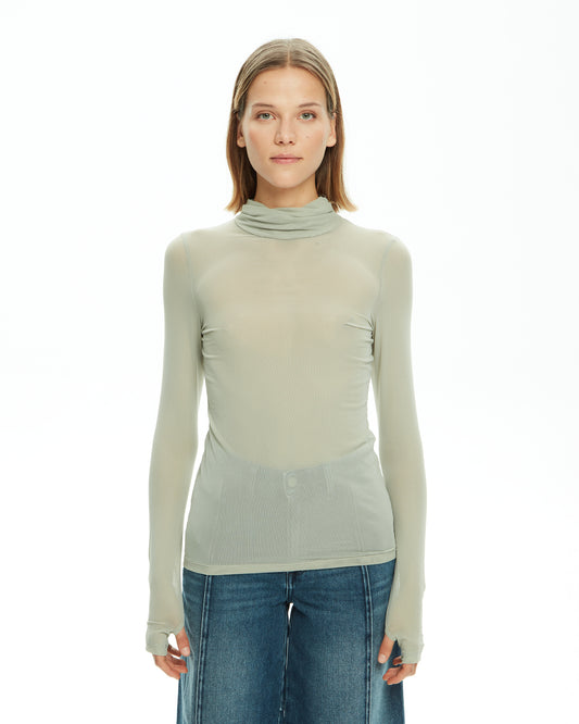 MLO Top con collo morbido  VERDE