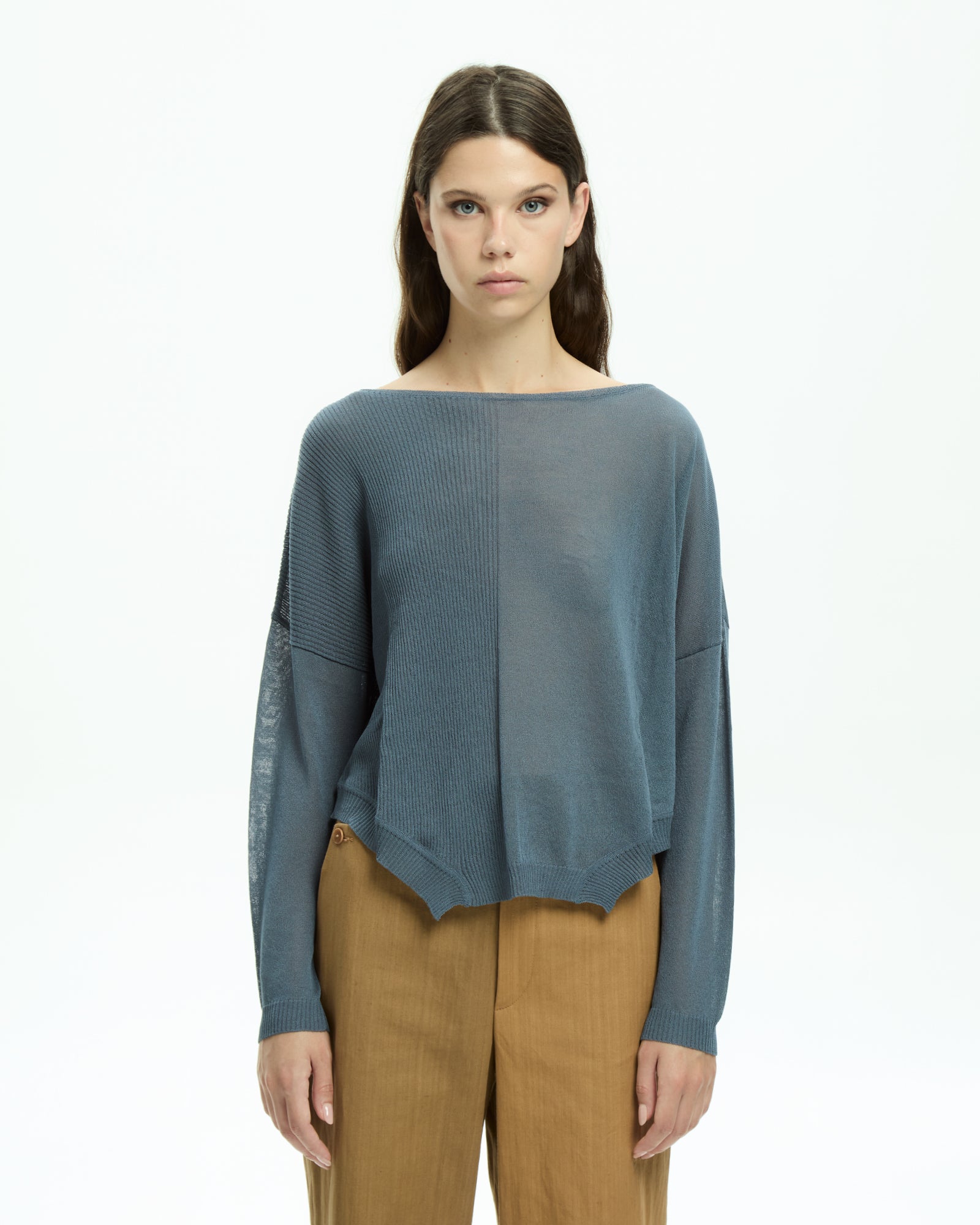 MLO Top con scollo ampio CELESTE