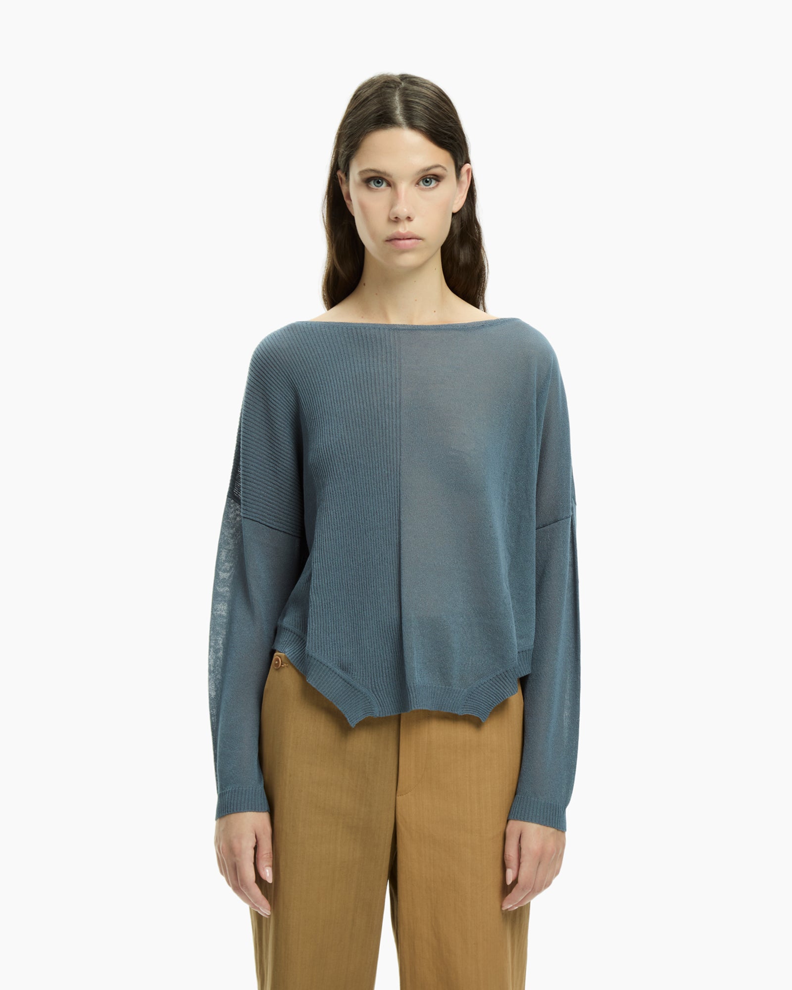 MLO Top con scollo ampio CELESTE