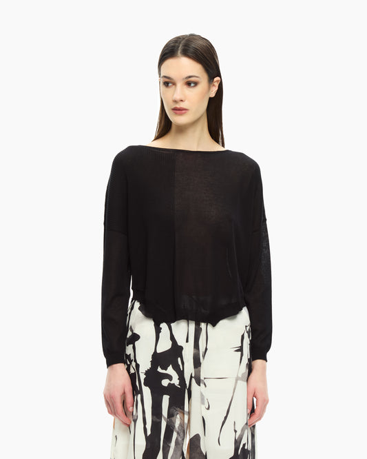 MLO Top con scollo ampio NERO