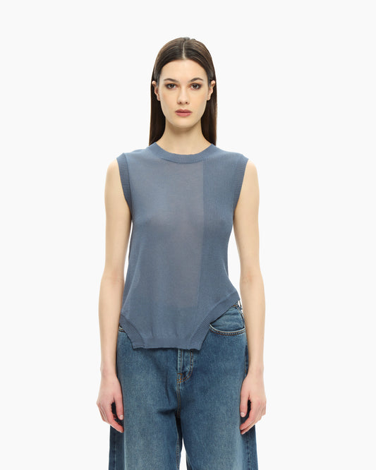 MLO Top senza maniche CELESTE