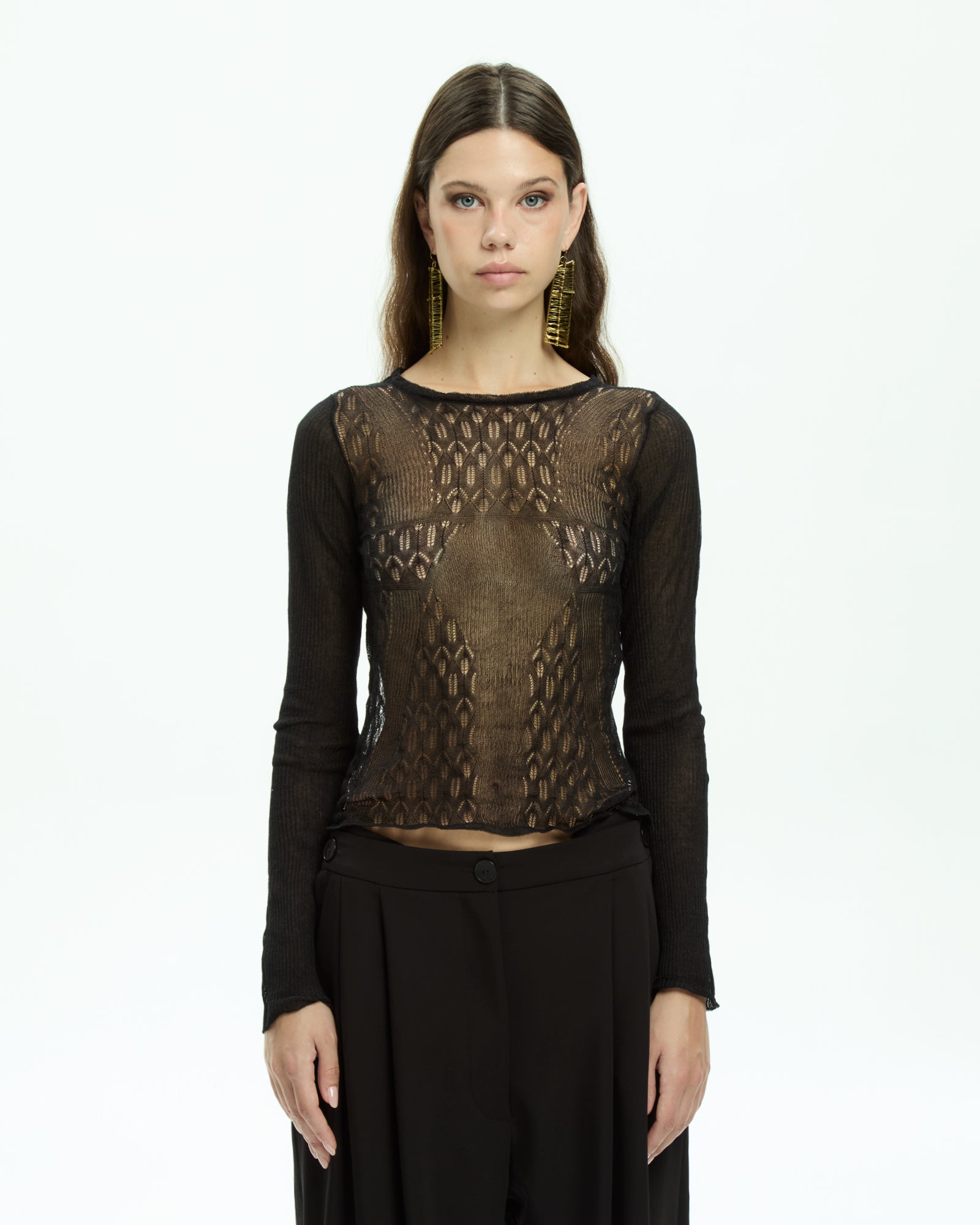 MLO Top con maniche lunghe NERO