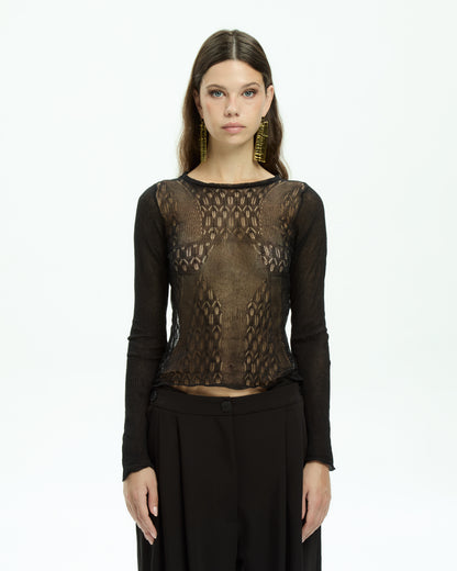 MLO Top con maniche lunghe NERO
