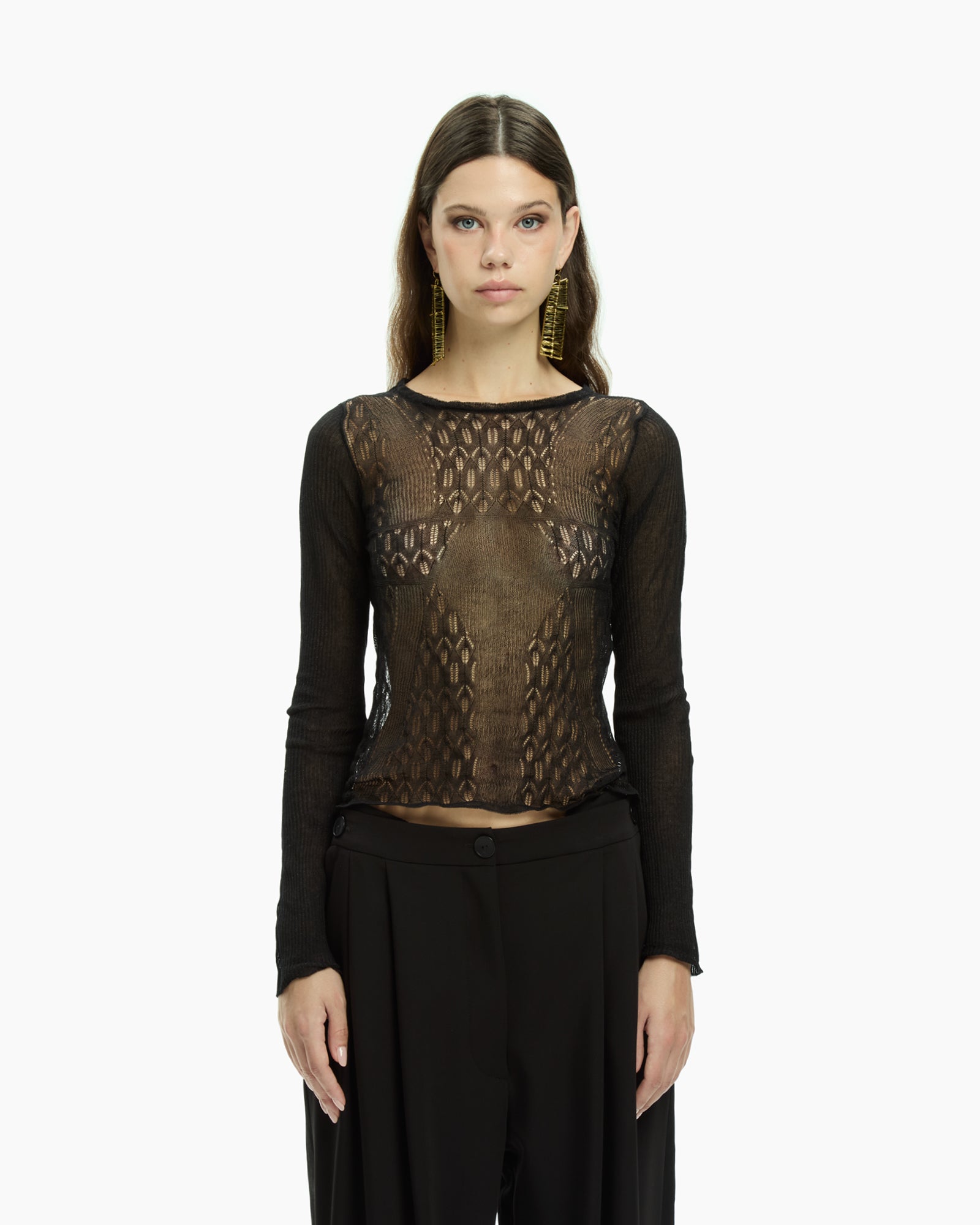 MLO Top con maniche lunghe NERO