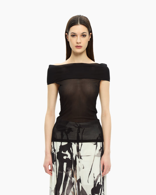 MLO Top con scollo a barca NERO