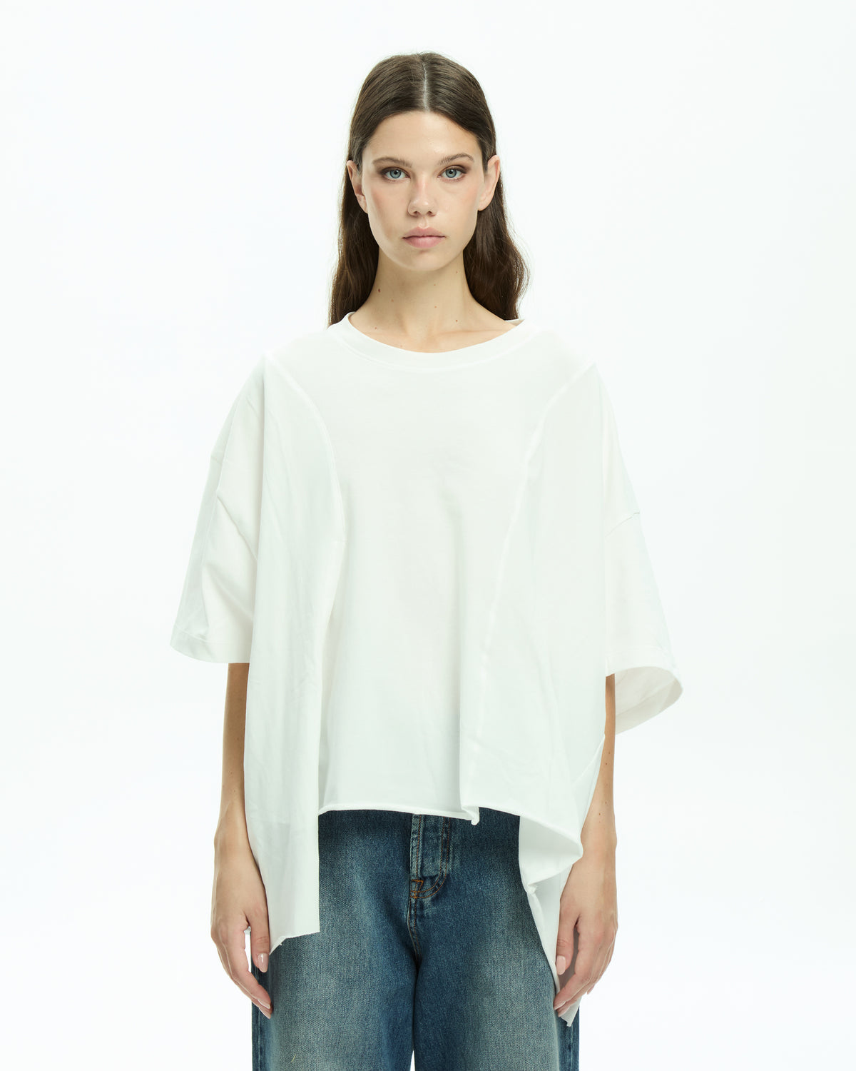 MLO Jersey asimmetrico con maniche corte BIANCO