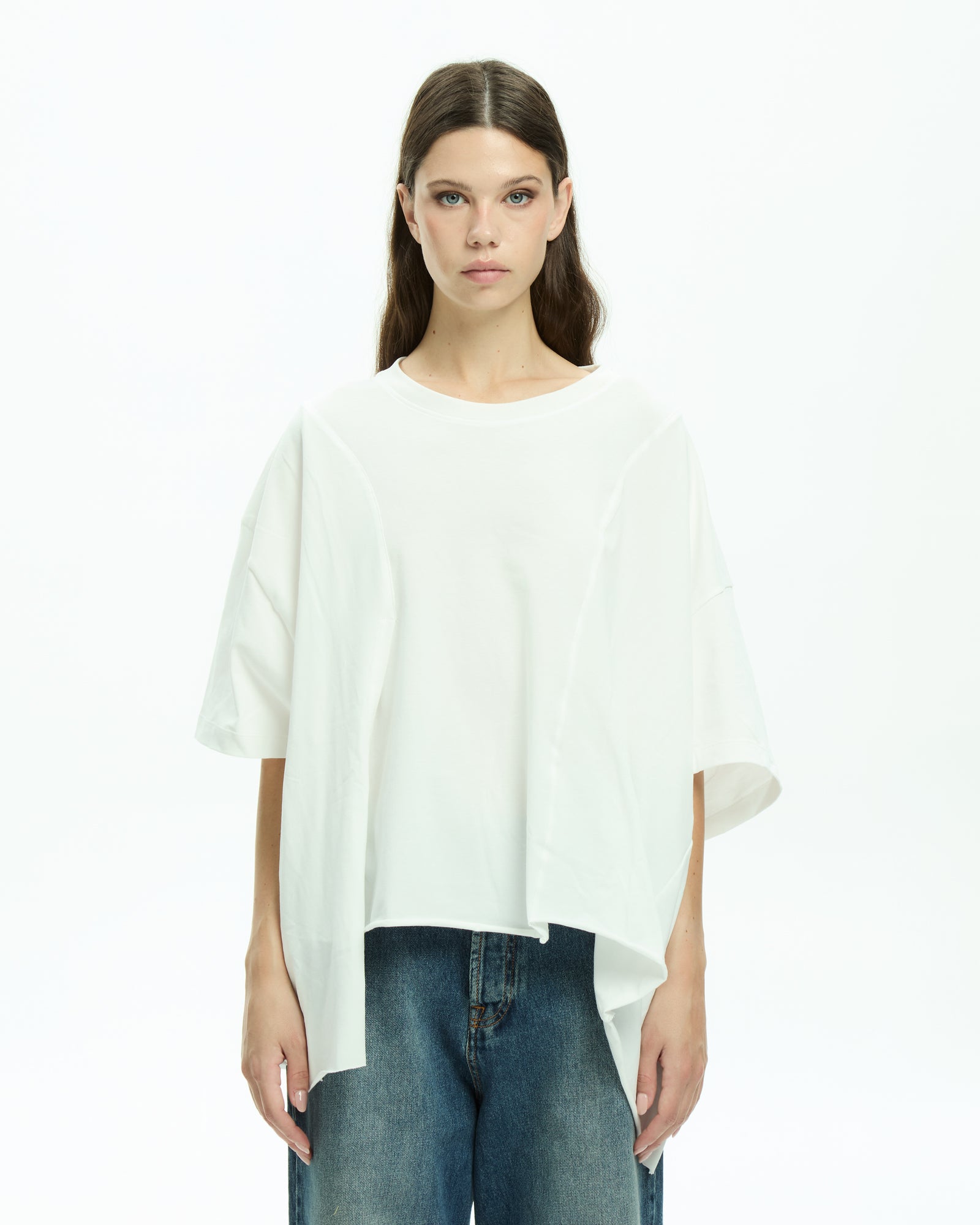 MLO Jersey asimmetrico con maniche corte BIANCO