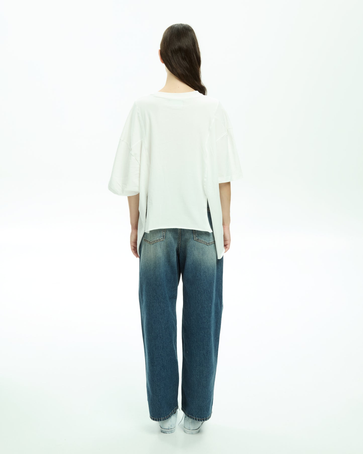 MLO Jersey asimmetrico con maniche corte BIANCO