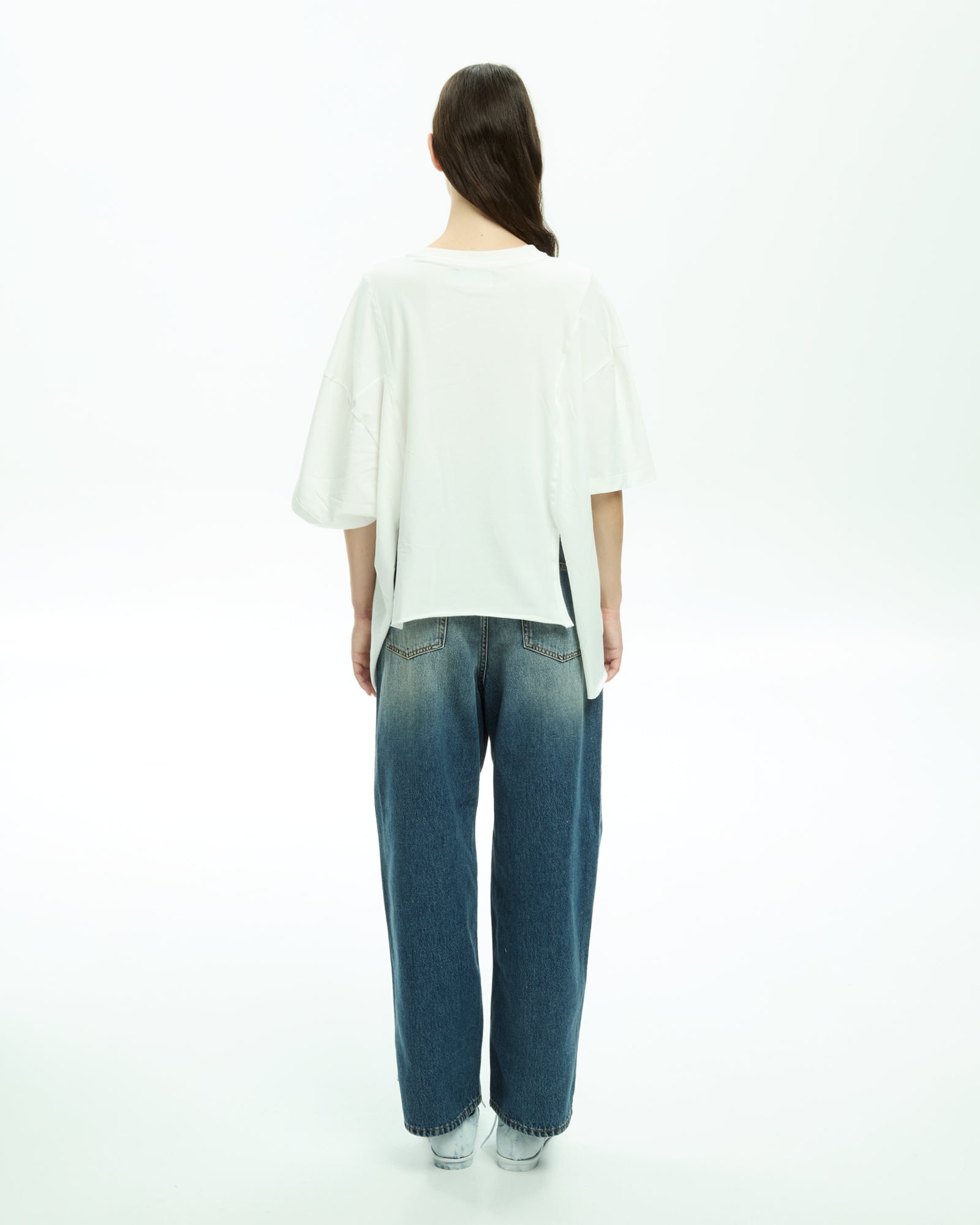 MLO Jersey asimmetrico con maniche corte BIANCO
