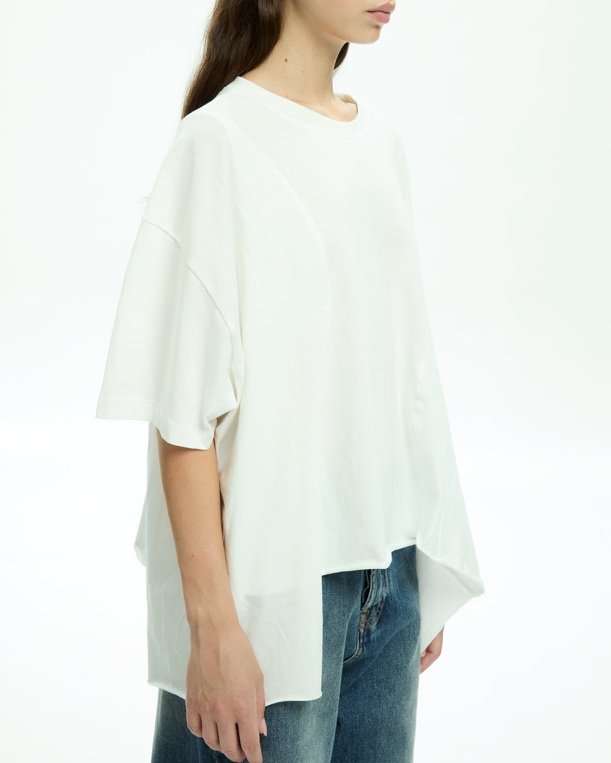 MLO Jersey asimmetrico con maniche corte BIANCO