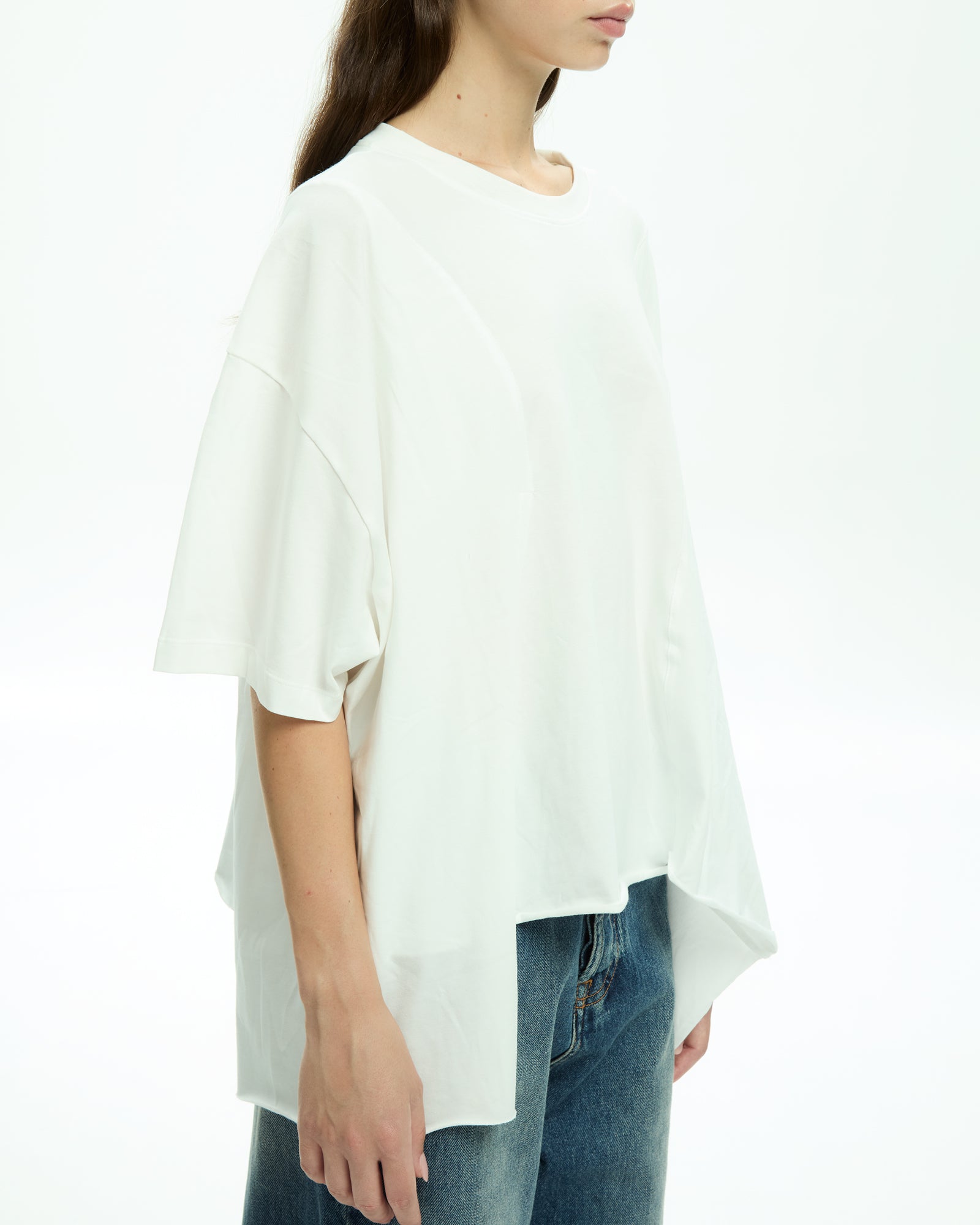 MLO Jersey asimmetrico con maniche corte BIANCO