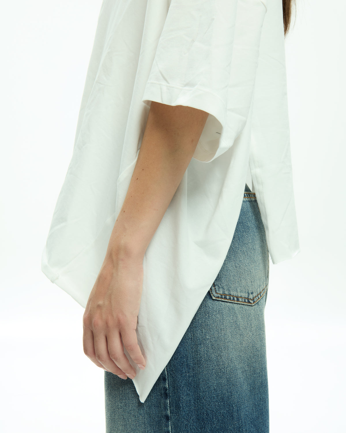 MLO Jersey asimmetrico con maniche corte BIANCO