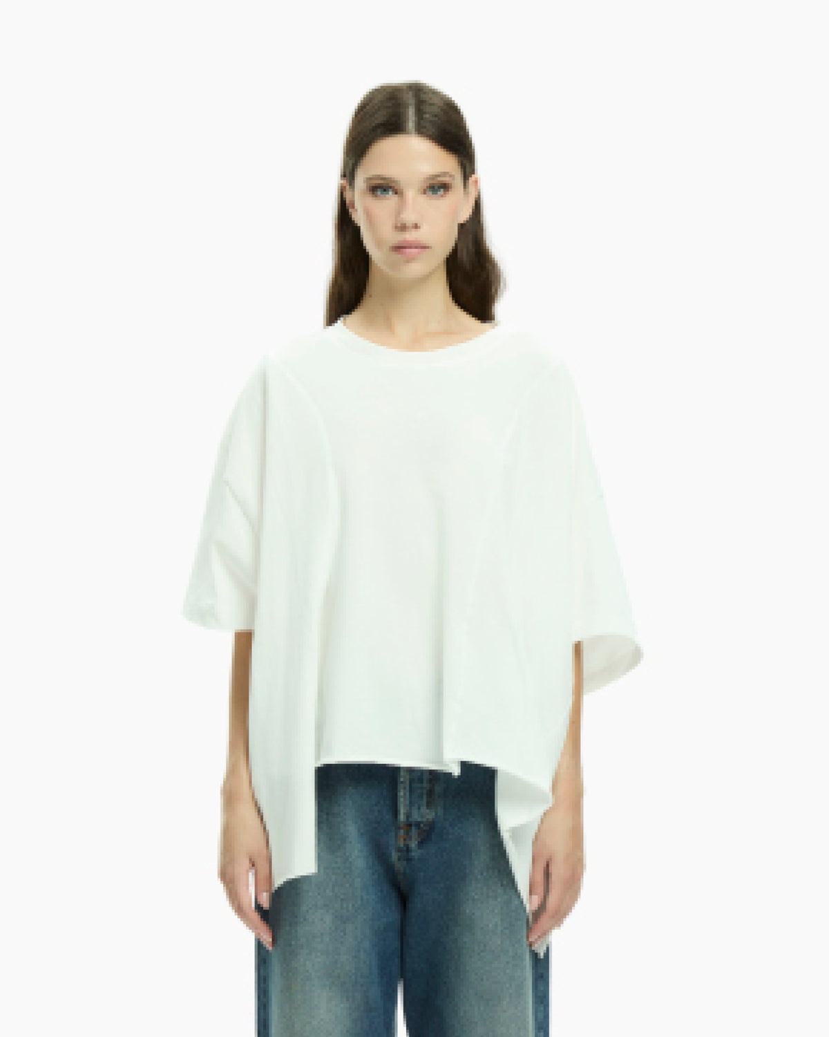 MLO Jersey asimmetrico con maniche corte BIANCO