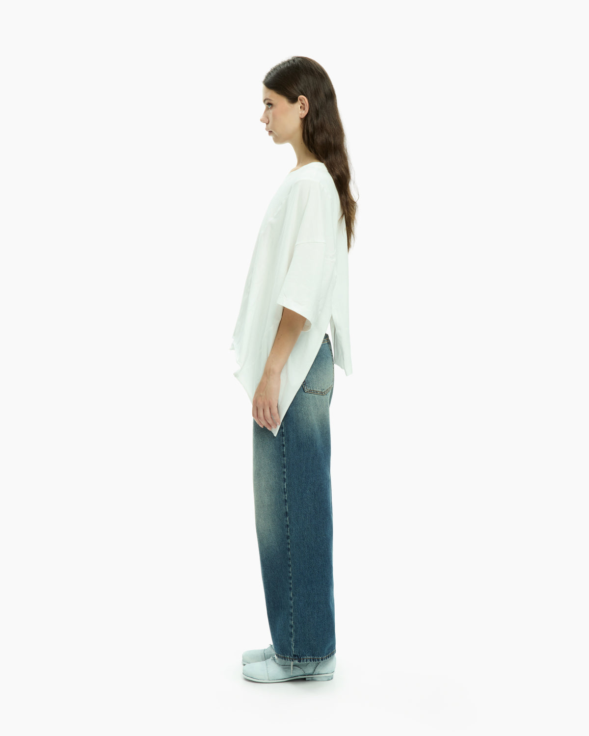 MLO Jersey asimmetrico con maniche corte BIANCO