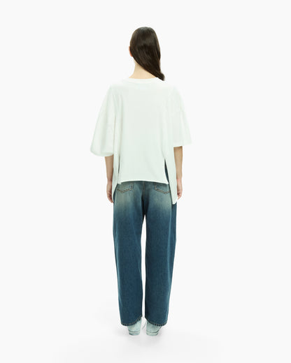 MLO Jersey asimmetrico con maniche corte BIANCO