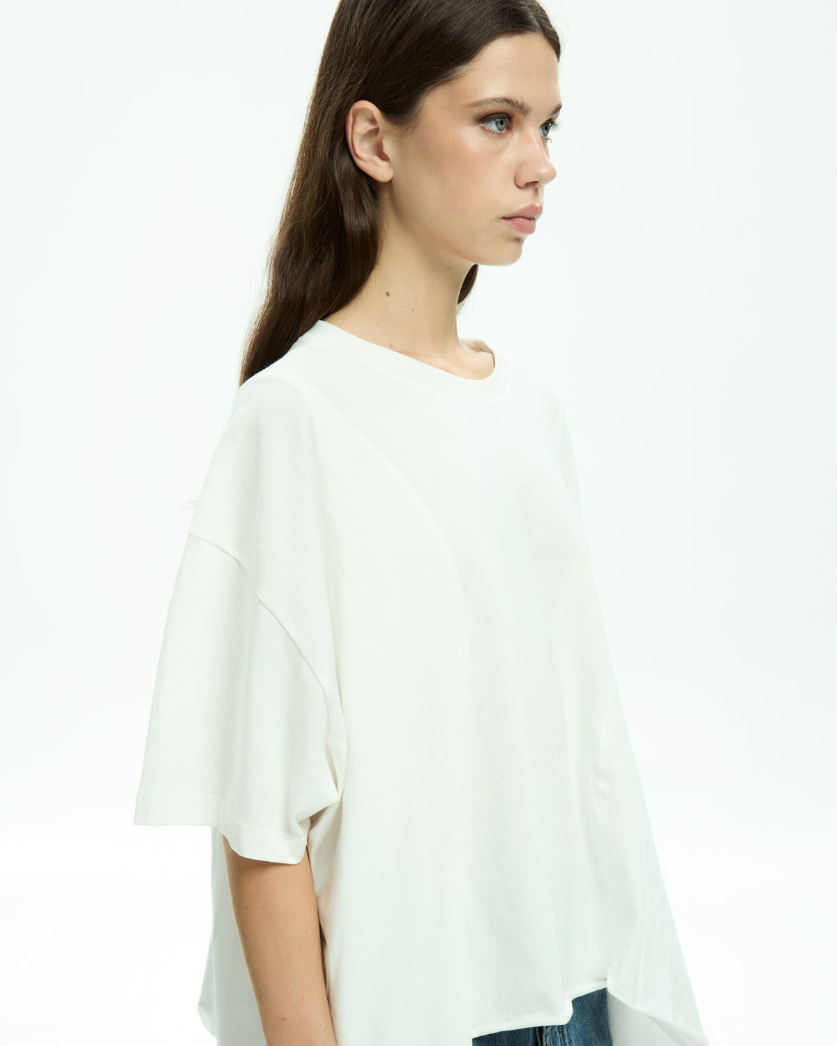 MLO Jersey asimmetrico con maniche corte BIANCO
