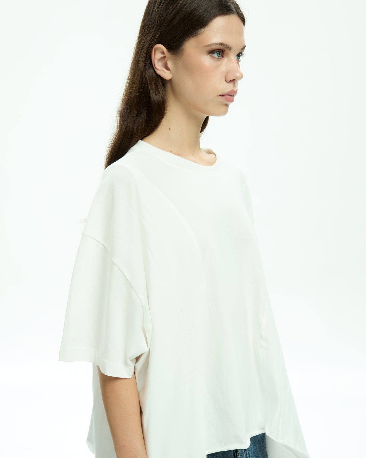 MLO Jersey asimmetrico con maniche corte BIANCO
