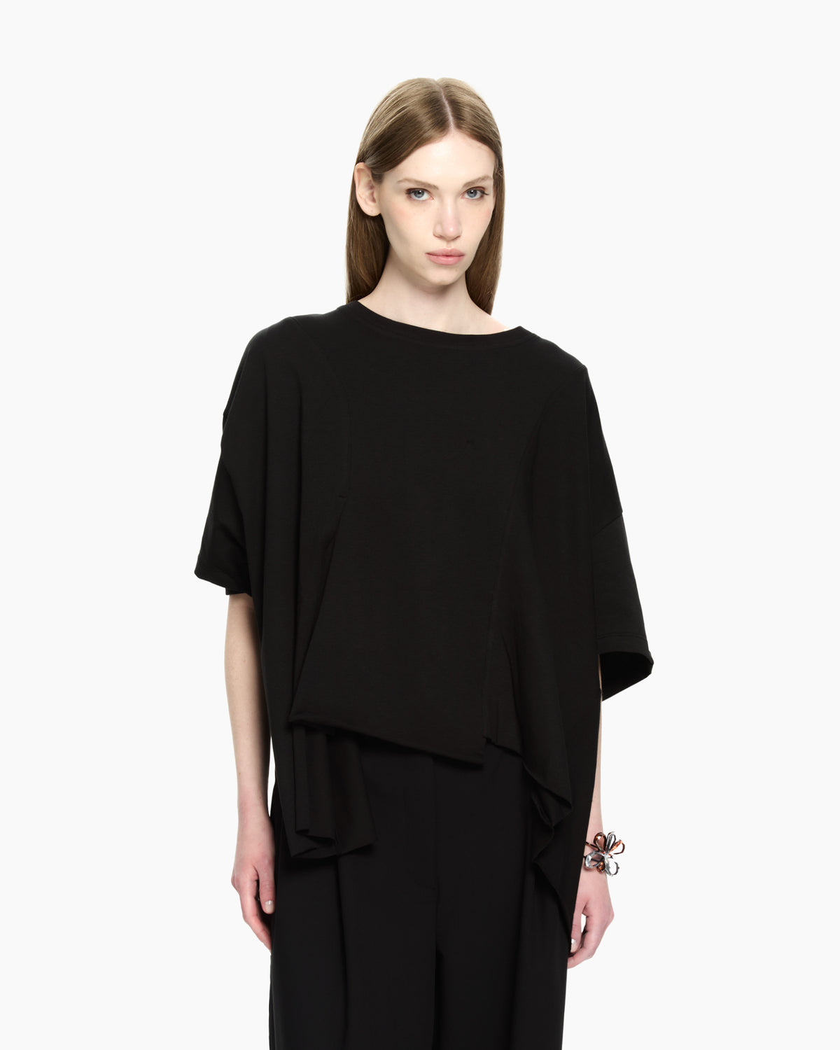 MLO Jersey asimmetrico con maniche corte NERO