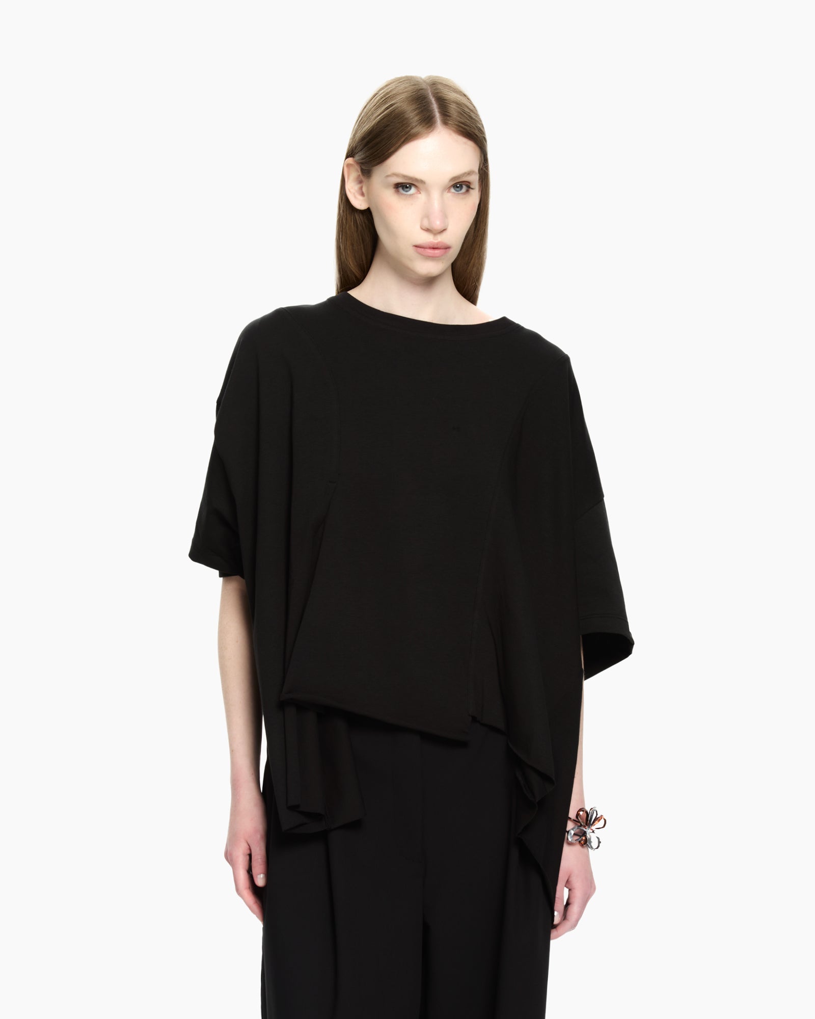 MLO Jersey asimmetrico con maniche corte NERO