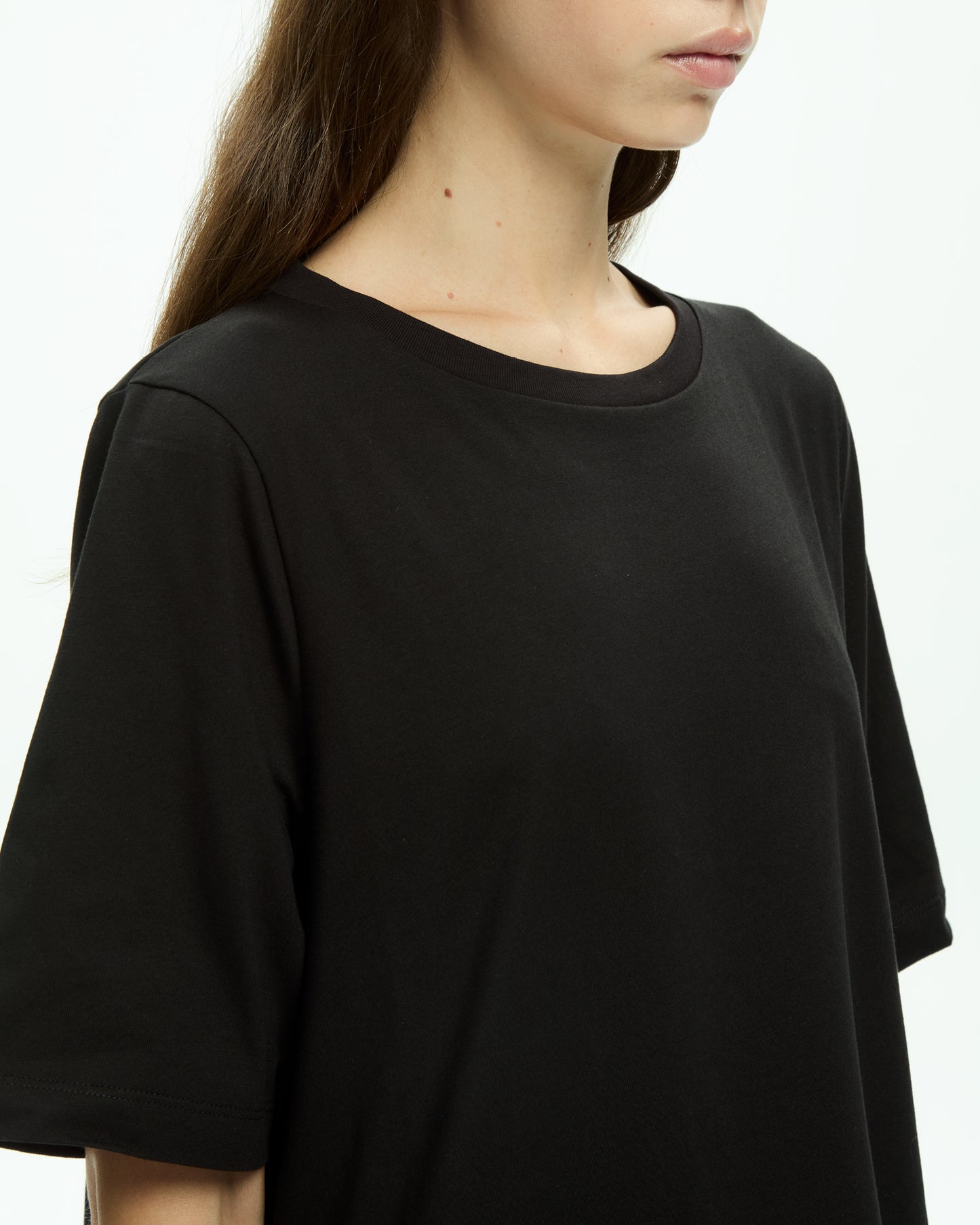 MLO Abito corto con pannello drappeggiato NERO