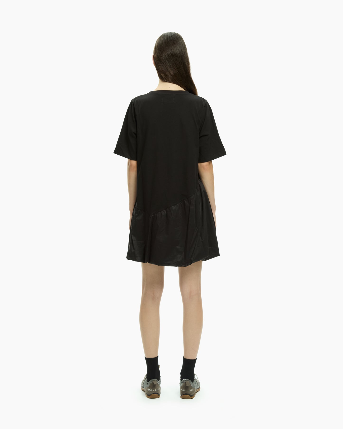 MLO Abito corto con pannello drappeggiato NERO